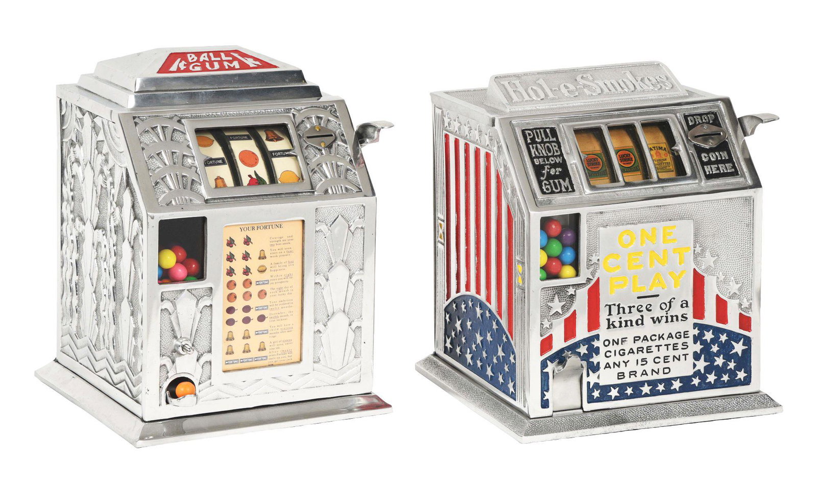 LOT OF 2: 1¢ BALL GUM AND 1¢ HOL-E-SMOKES. (1 of 5)