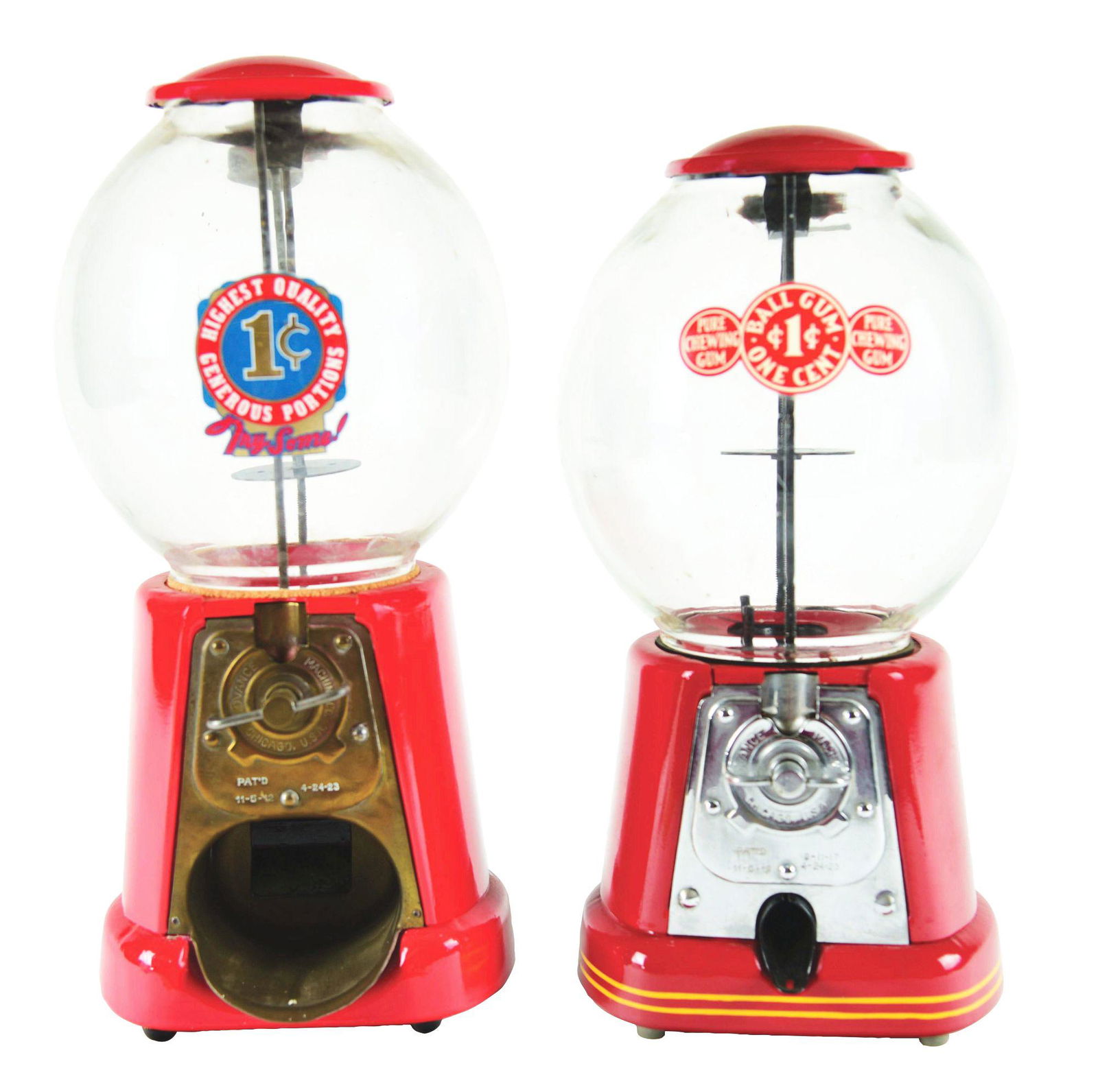 LOT OF 2: 1¢ ADVANCE MODEL D BALL GUM VENDING MACHNES. (1 of 4)