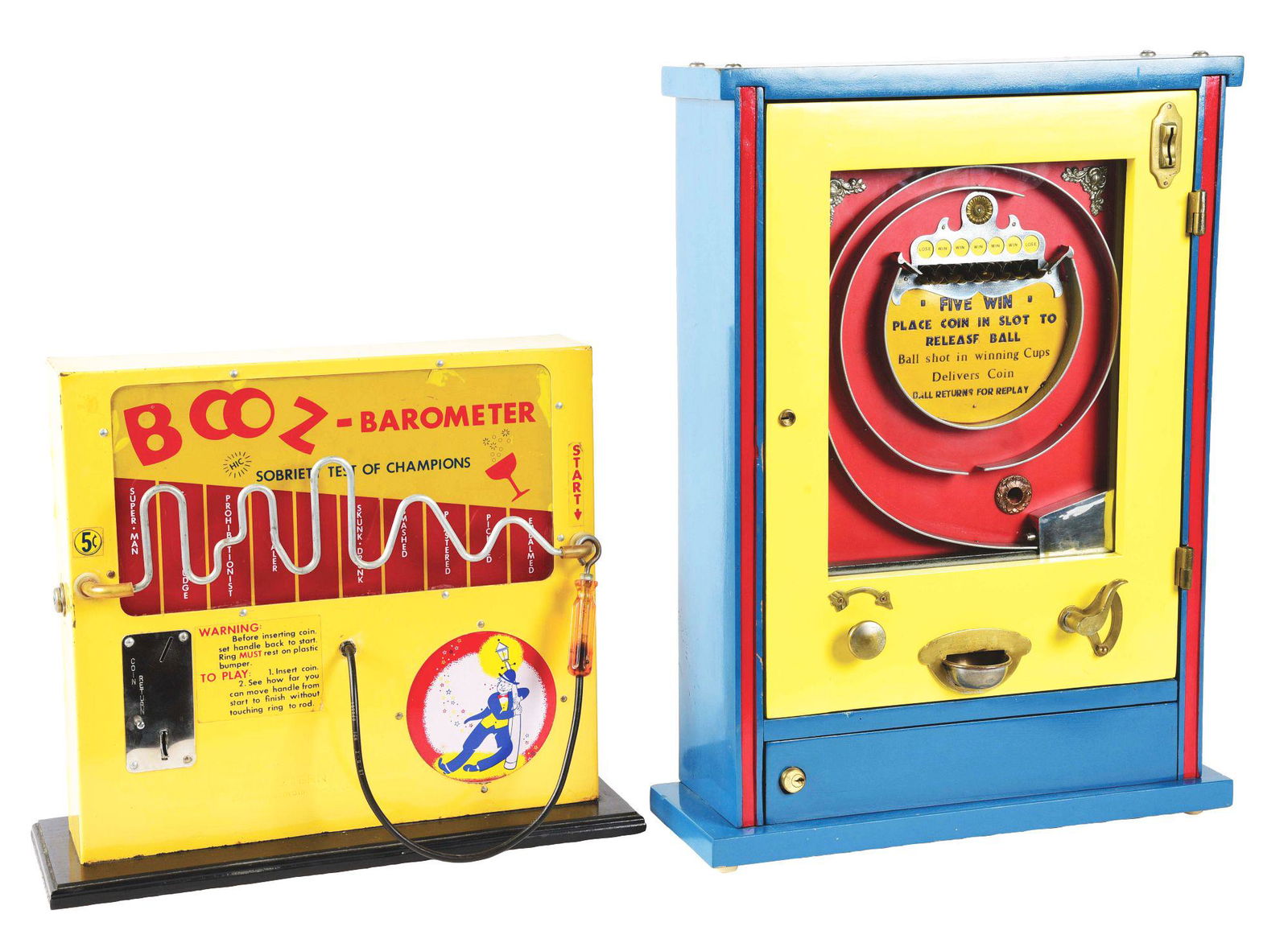 LOT OF 2: 5¢ BOOZ BAROMETER AND FIVE WIN COUNTERTOP (1 of 5)