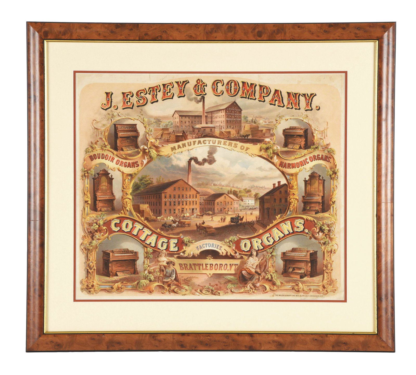 J. Estey And Co Organ Manufacturers Lithograph