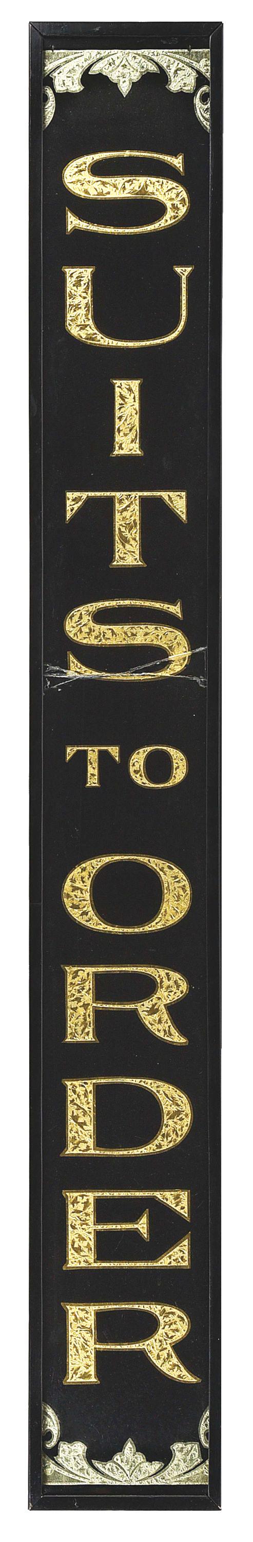 PHENOMENAL REVERSE GLASS SIGN ADVERTISING SUITS TO (1 of 2)