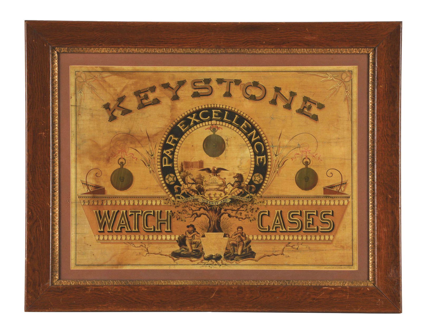 RARE KEYSTONE WATCH CASES LITHOGRAPHED ADVERTISEMENT. (1 of 2)