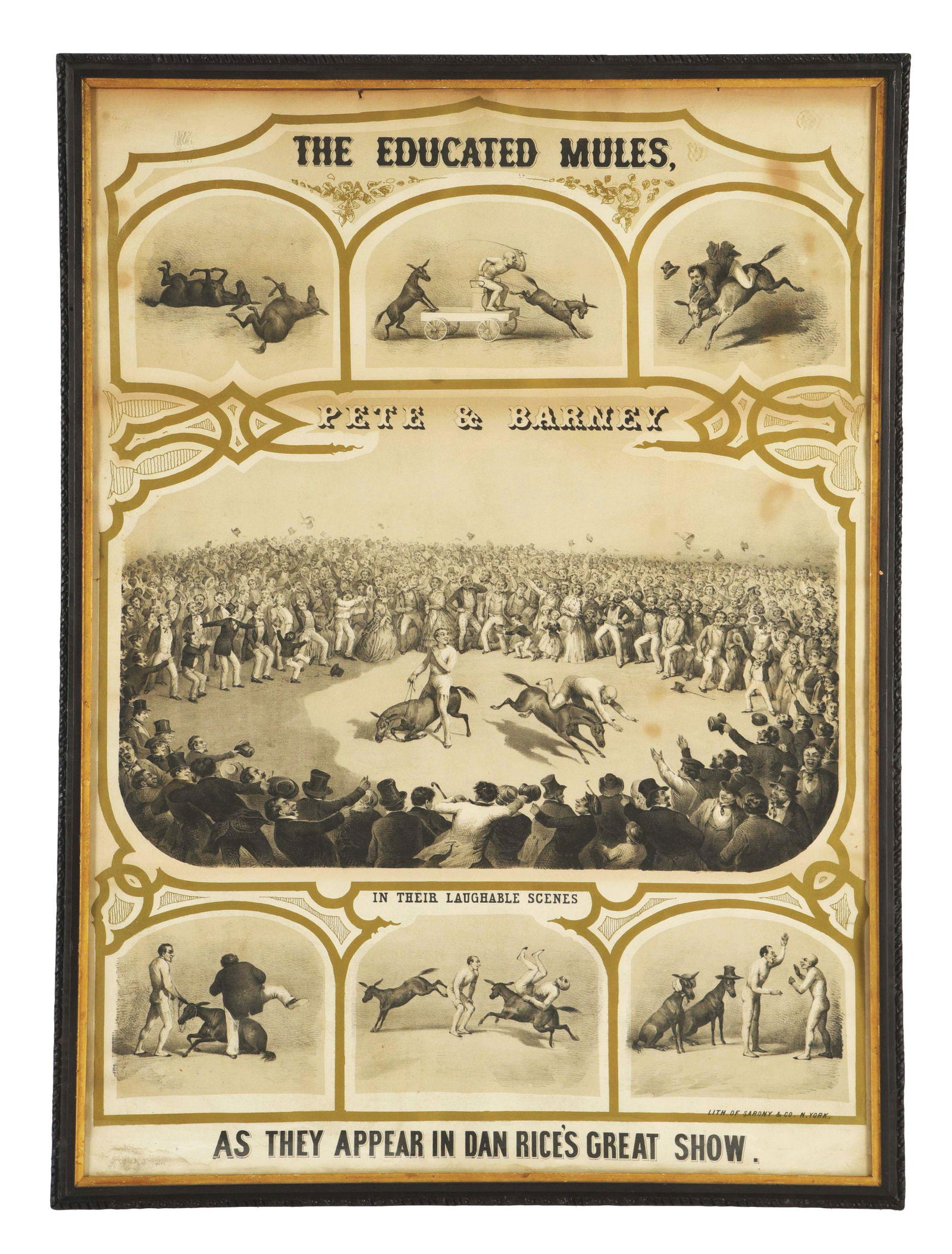 FRAMED PETE AND BARNEY EDUCATED MULES SIGN. (1 of 2)