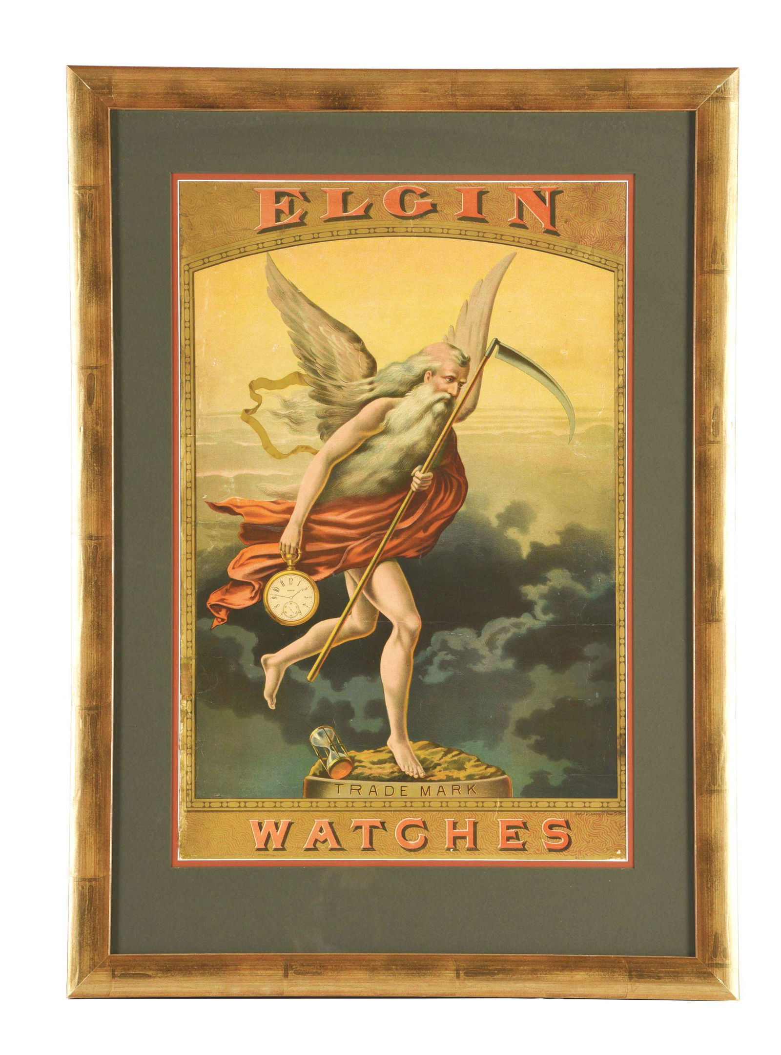 FRAMED ELGIN WATCHES SIGN. (1 of 2)
