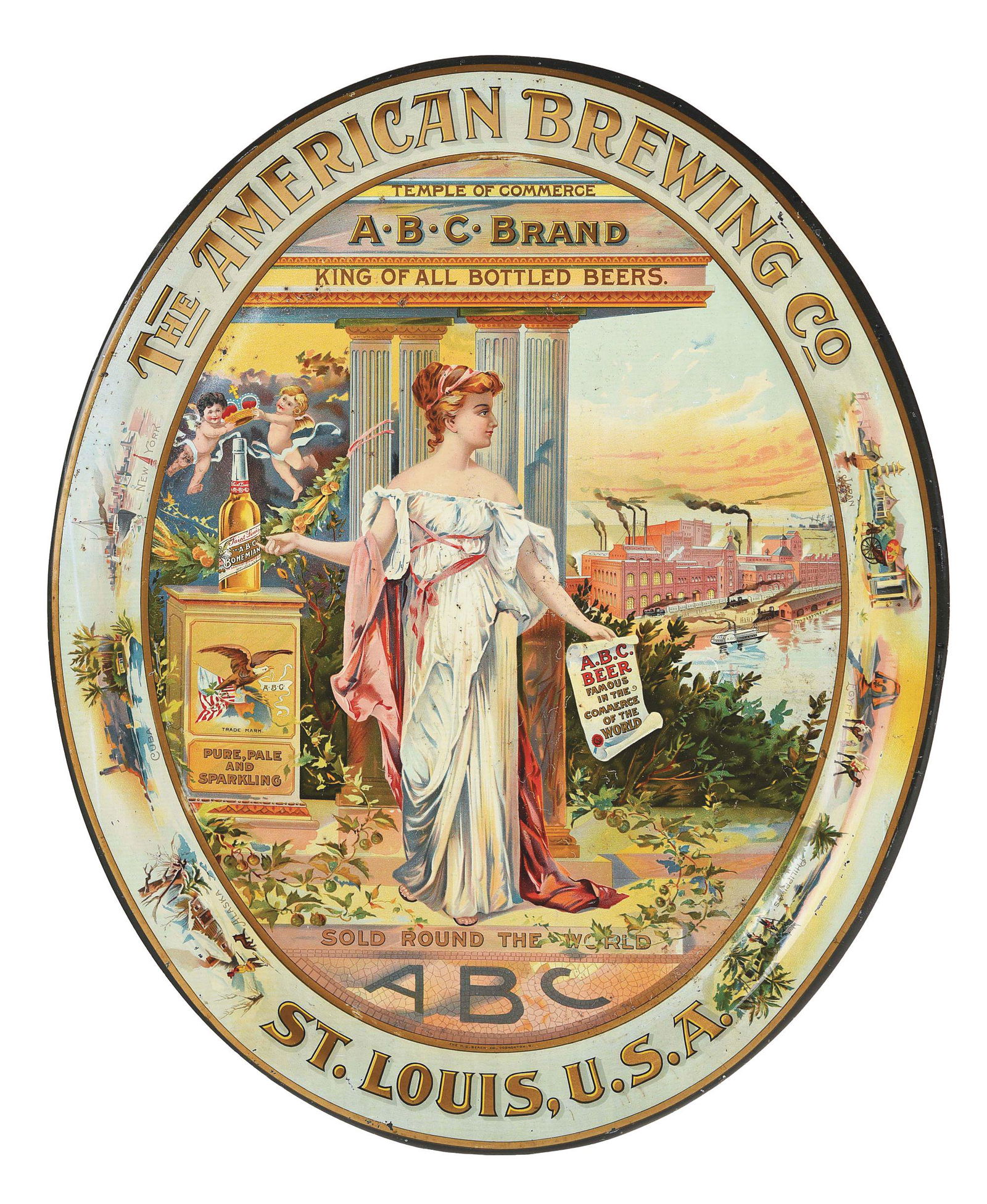 THE AMERICAN BREWING CO. ST. LOUIS SERVING TRAY. (1 of 2)