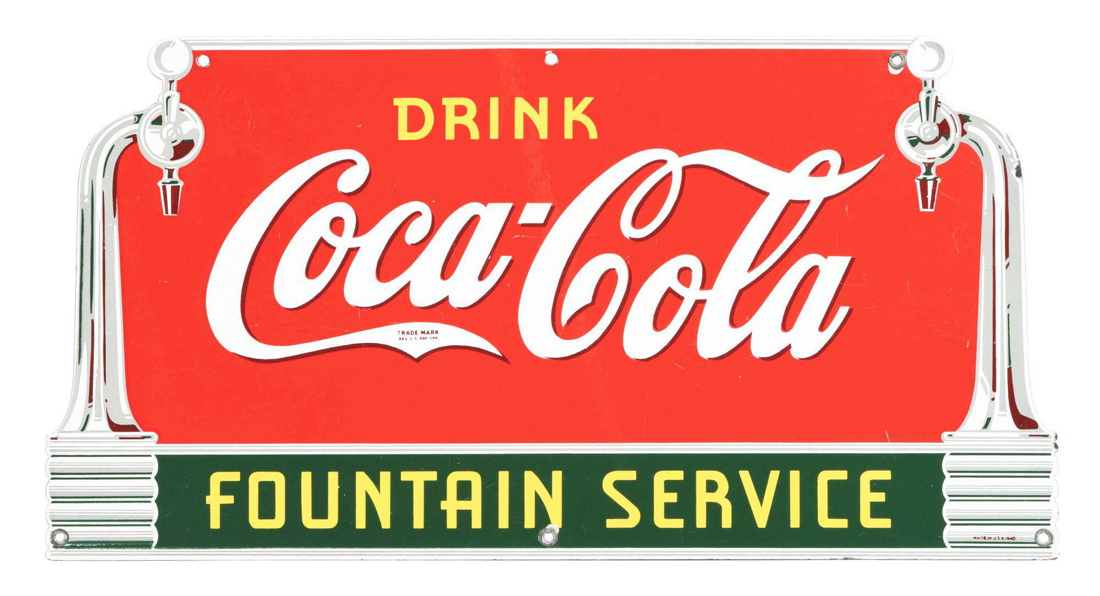 DIE-CUT PORCELAIN SINGLE-SIDED COCA-COLA FOUNTAIN (1 of 3)