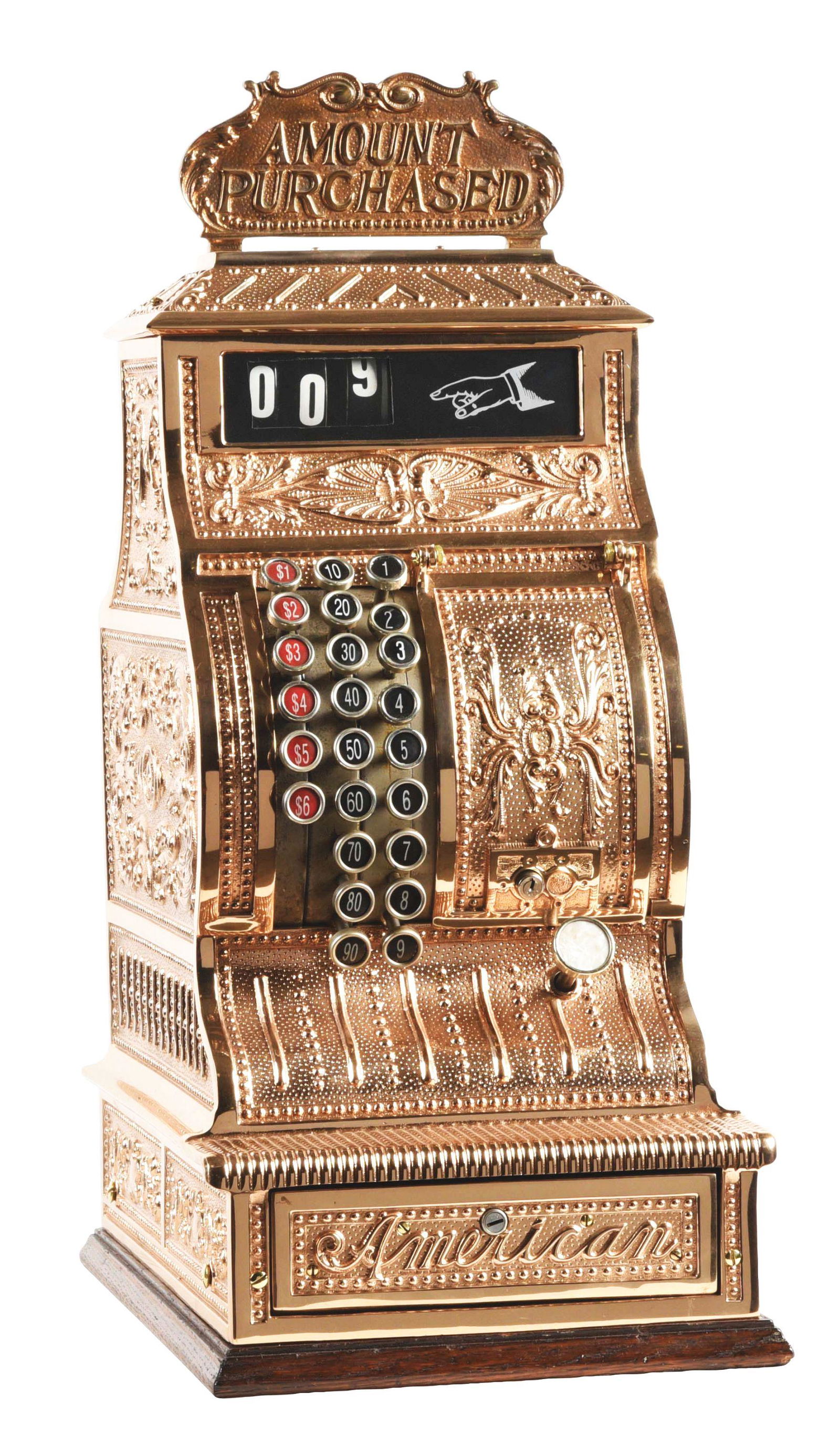 AMERICAN CASH REGISTER CO MODEL #20 CASH REGISTER. (1 of 4)