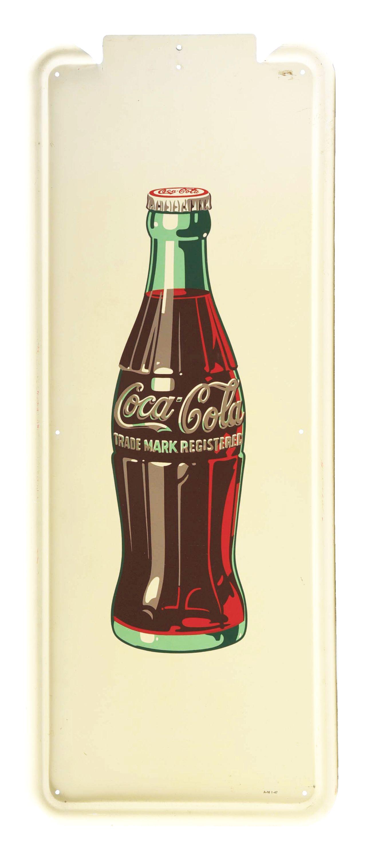 SELF FRAMED SINGLE-SIDED TIN COCA-COLA SIGN. (1 of 3)