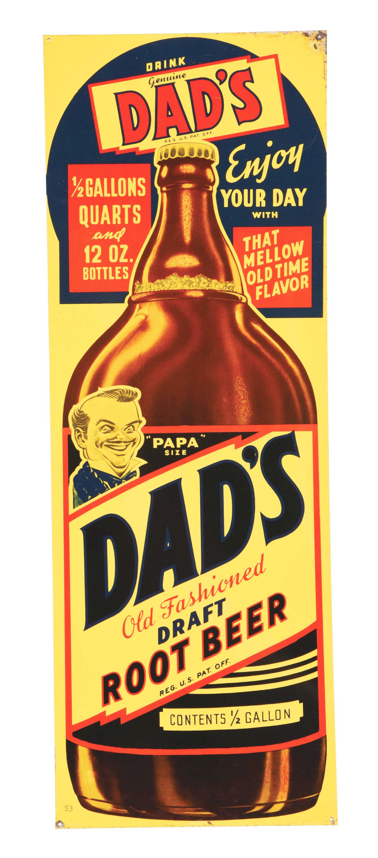 TIN DAD'S ROOT BEER SIGN. (1 of 2)