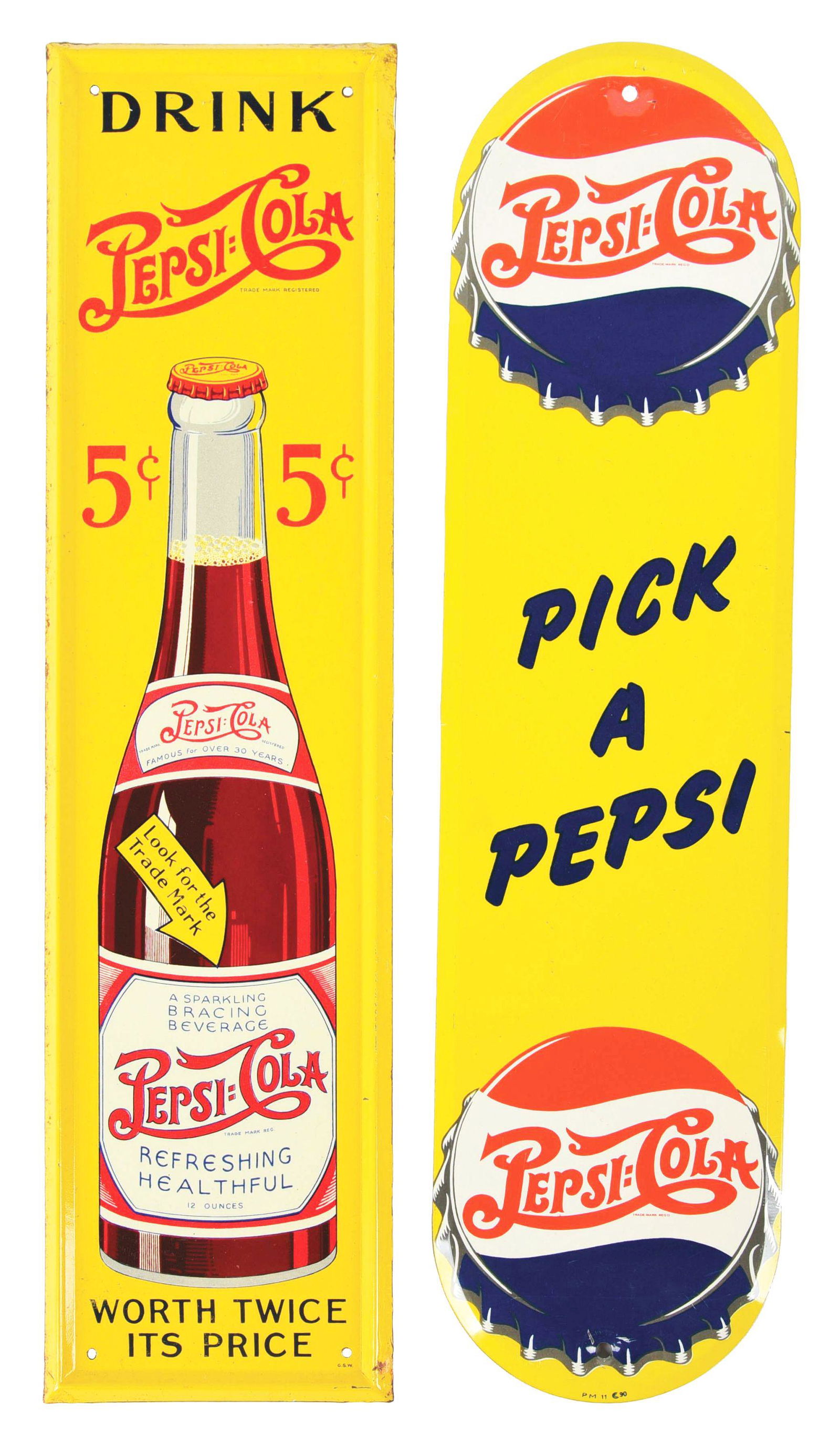 LOT OF 2: PEPSI-COLA DOOR PUSHES. (1 of 2)