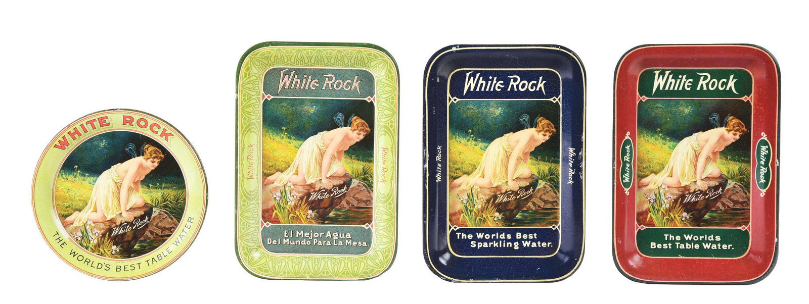 LOT OF 4: SMALL WHITE ROCK TRAYS. (1 of 2)