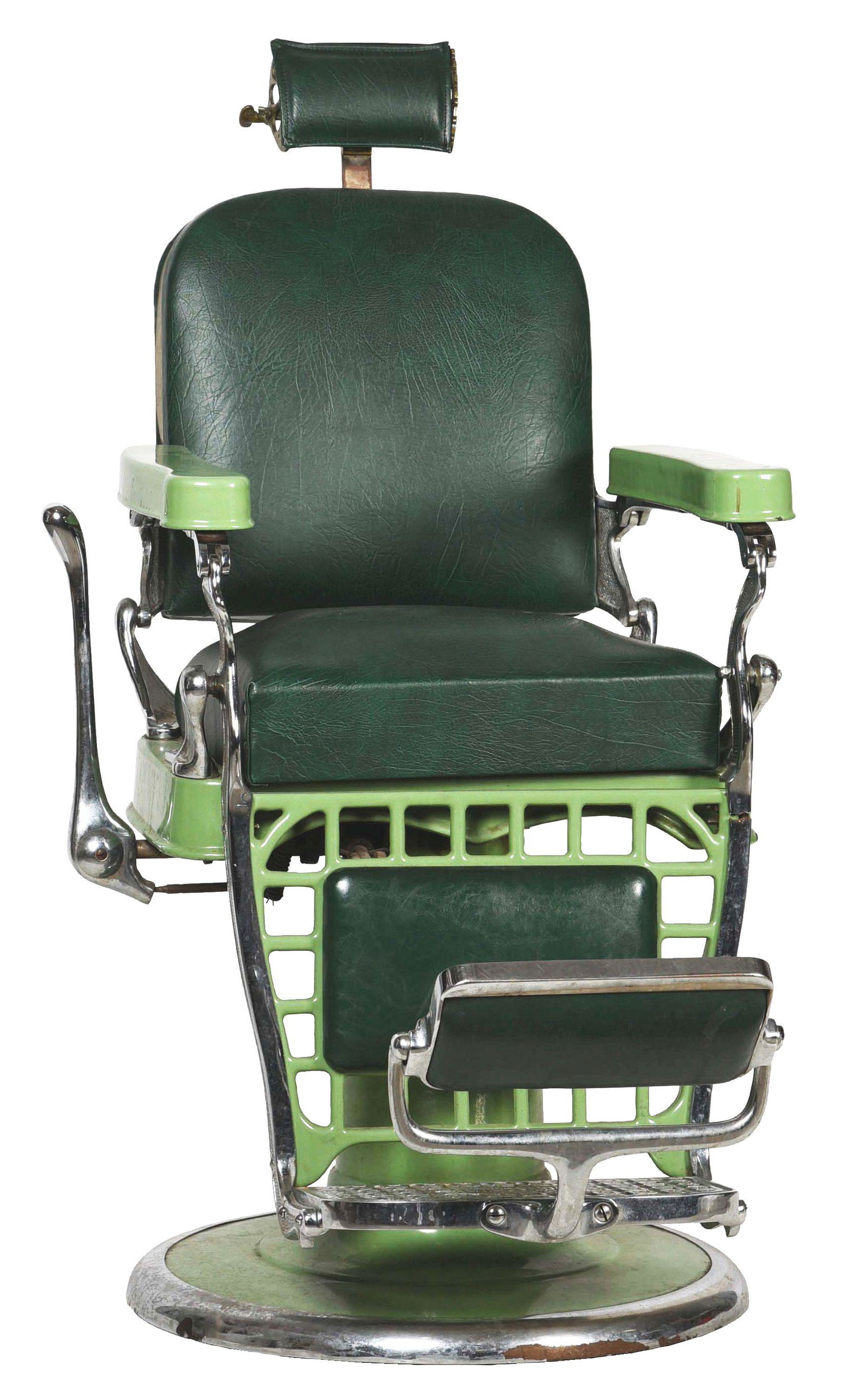 GREEN BARBER CHAIR. (1 of 9)