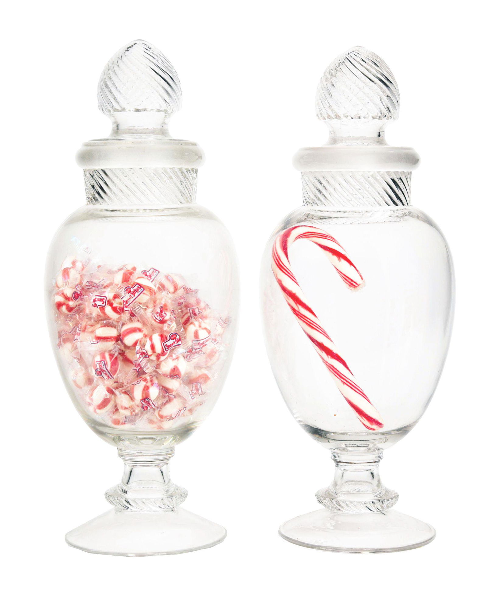 LOT OF 2: CONGRESS SWIRL TOP APOTHECARY JARS. (1 of 2)