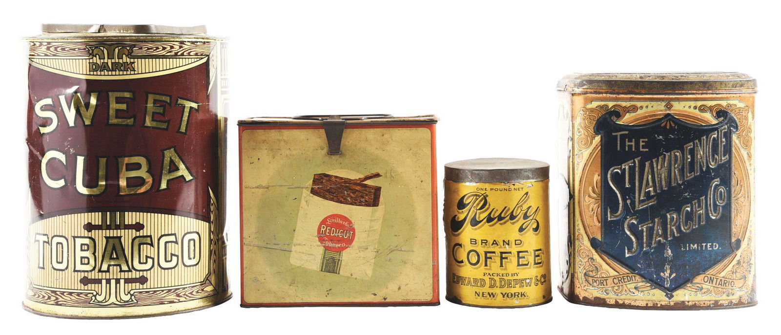 LOT OF 4: COUNTRY STORE TINS. (1 of 2)