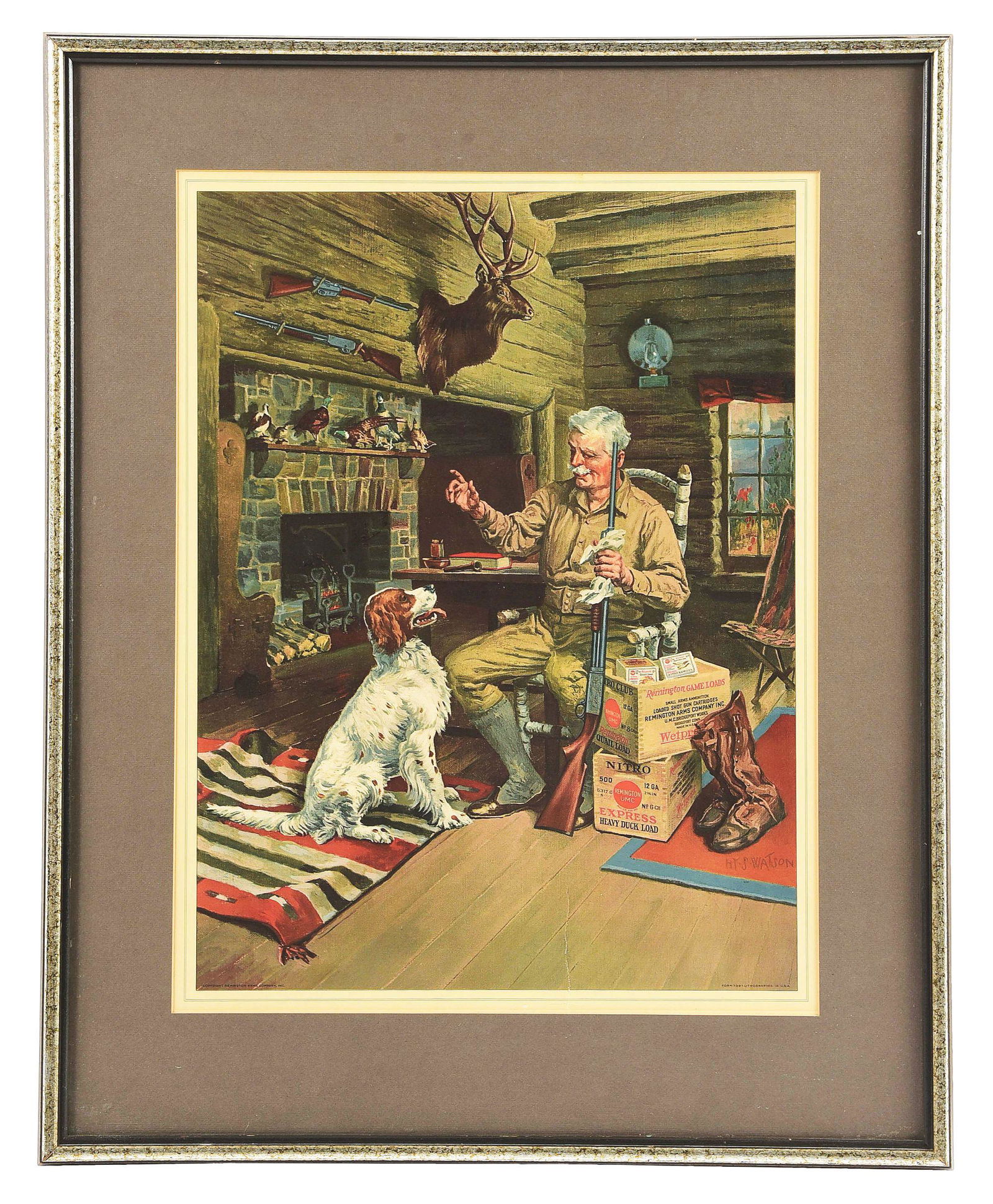 FRAMED PAPER ADVERTISING THE REMINGTON ARMS COMPANY. (1 of 2)