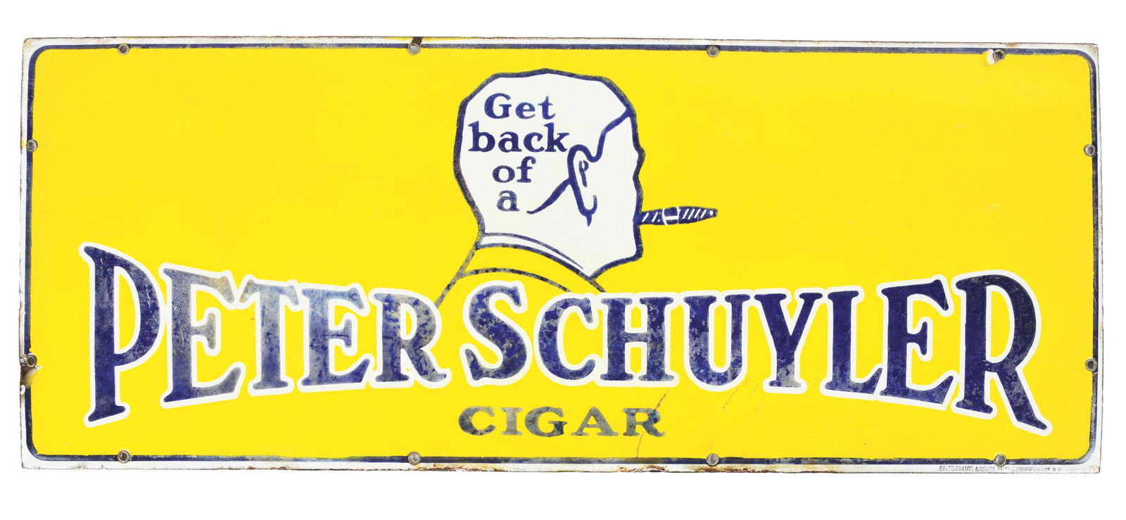 SINGLE-SIDED PORCELAIN CIGAR SIGN ADVERTISING PETER