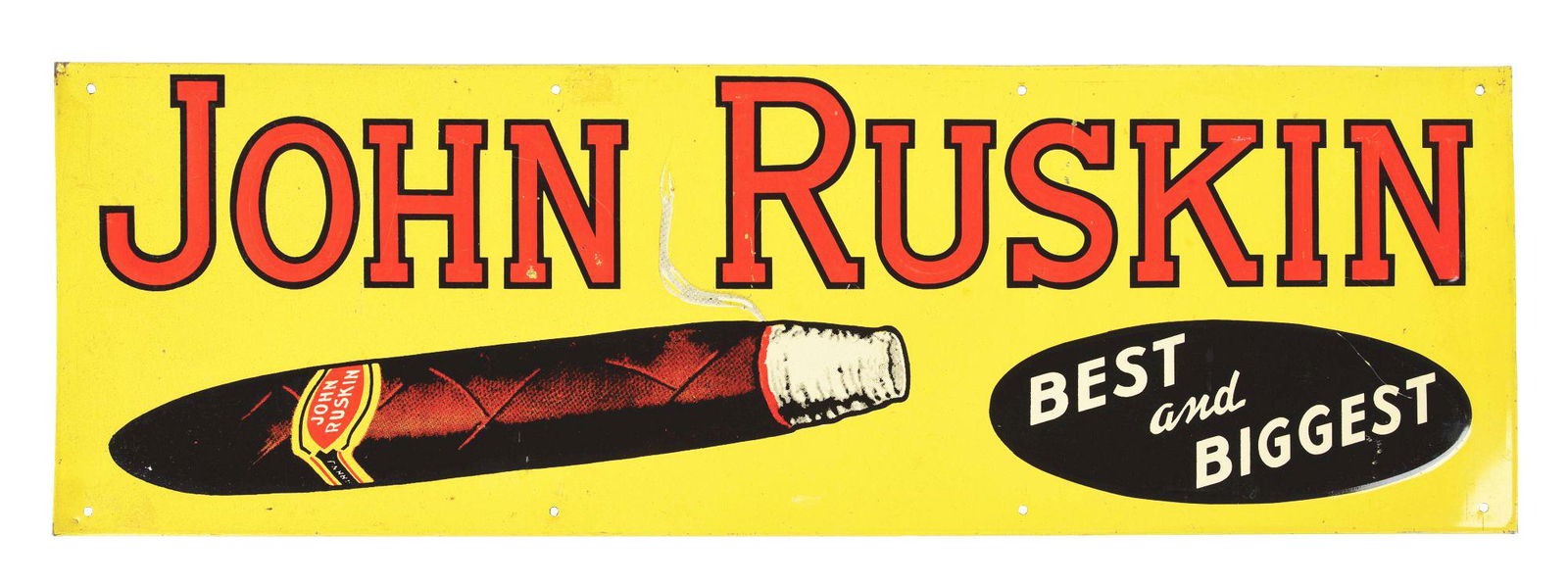 LOT OF 2: SINGLE-SIDED EMBOSSED TIN CIGAR SIGNS.