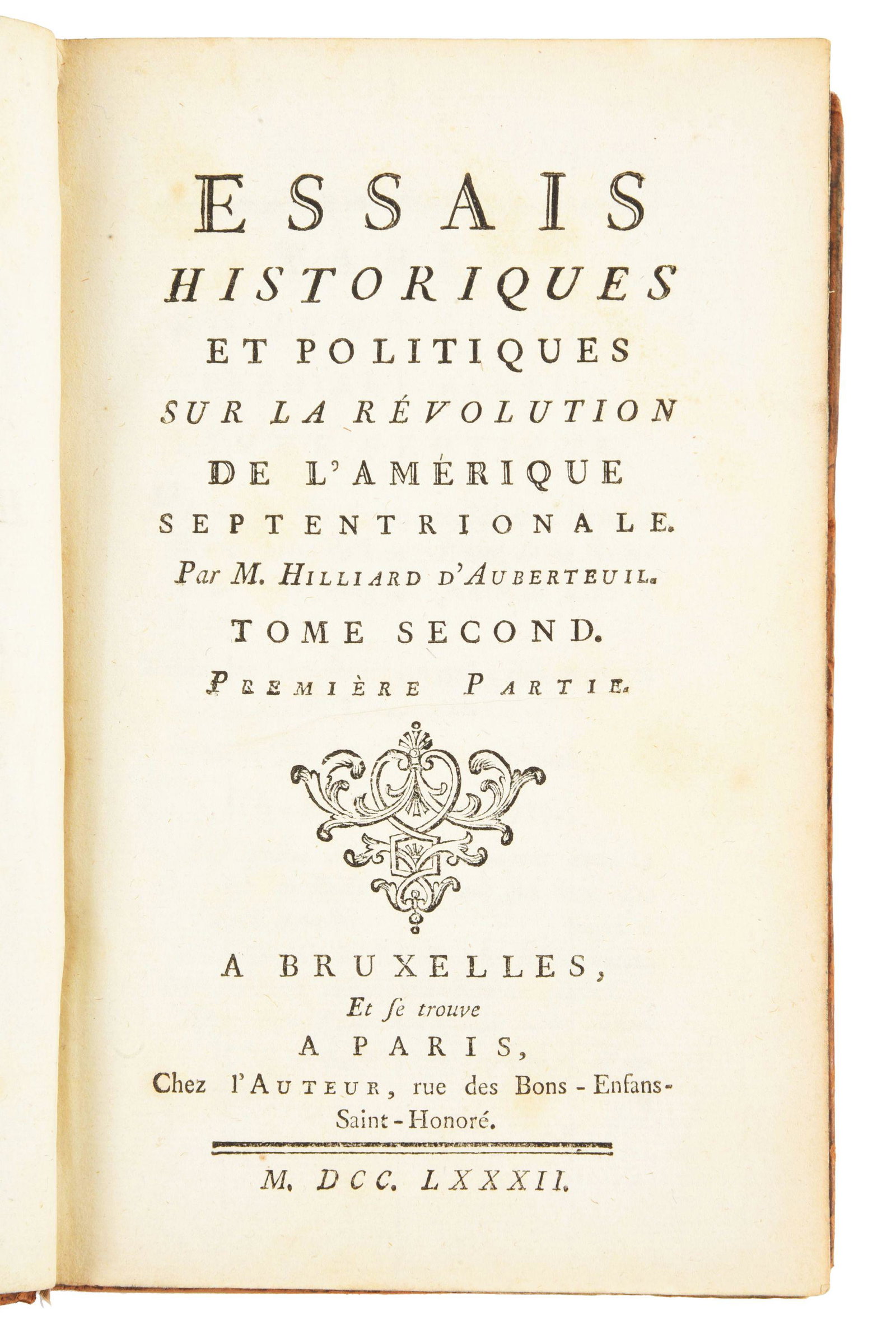LOT OF 2: THE AMERICAN REVOLUTION AS REPORTED BY: Recueil des Loix Constitutives des Colonies Angloises [Collection of the Laws Governing the English Colonies]. Philadelphia and Paris: Cellot & Jombert, 1778. First edition. Octavo (6-3/4" x 4-1/4"); 