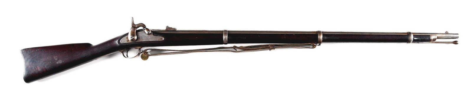 (A) NORWICH ARMS MODEL 1861 RIFLE MUSKET.: Norwich Arms Model 1861 rifle musket made in 1862 by Norwich Arms Company with percussion lock marked "LFS Foster" and engraved with scroll and "Federal shields". LFS Foster or LaFayette Sabina Foster