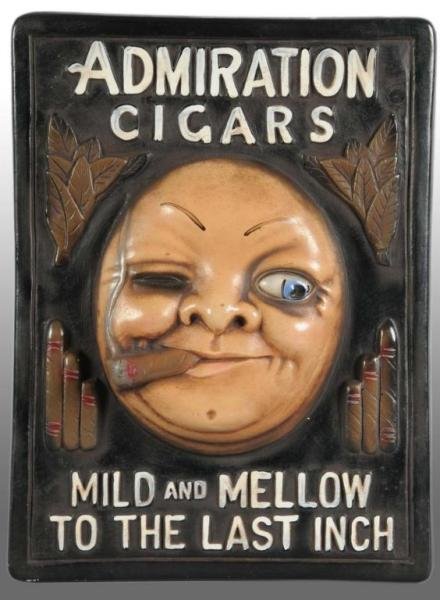 Admiration Cigar Plaster Sign.: Description Molded plaster sign with repainted lettering. Tobacciana Condition (8.5, Excellent). Size 15" x 11".