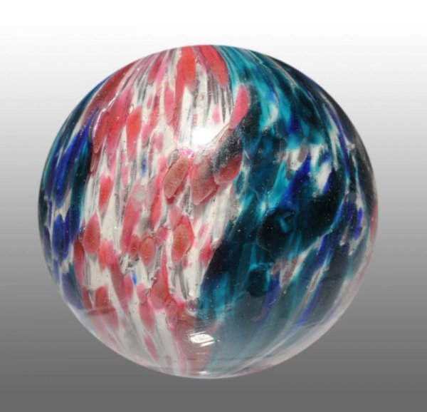 Onionskin Marble.: Description Original surface. Nice deep colors of blue, green, pink and red. Some panels appear to have feathered color. Condition (9.2). Size 1 - 7/8" Dia.