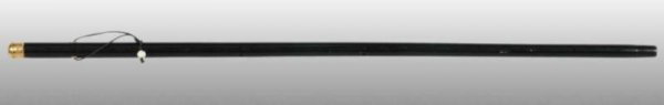 Gadget Walking Stick Cane.: Description Black shaft with gold hallmarks on top and red guilloche timepiece. Condition (Excellent). Size 35" L.