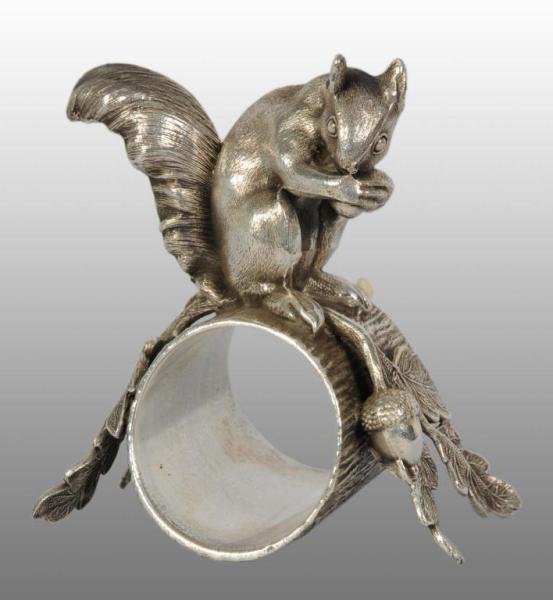 Large Squirrel On Log Figural Napkin Ring