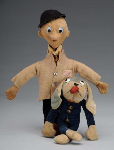 Lot of 2: English Chad Valley Character Dolls.: Description Includes a rare Tom Webster's George with tag sewn on left part of jacket that reads "Hygienic Toys Made in England by Chad Valley Co. Ltd.". Also includes rabbit smoking a pipe. Both are 