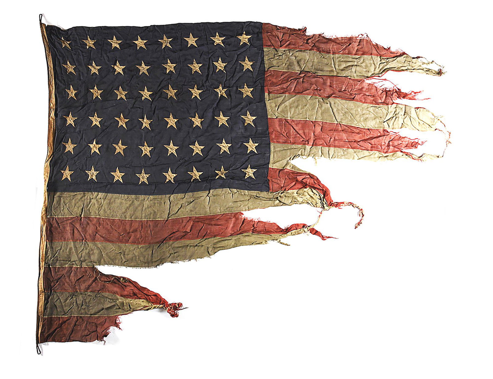 WWI 48 STAR FLAG THAT FLEW OVER THE US CAPITOL WHEN WAR: WWI era 48 star flag with documentation that states the flag was flying over the US capitol when war was declared on Germany in 1917. 48 star flags were in service for 47 years from 1912-1959. The fla
