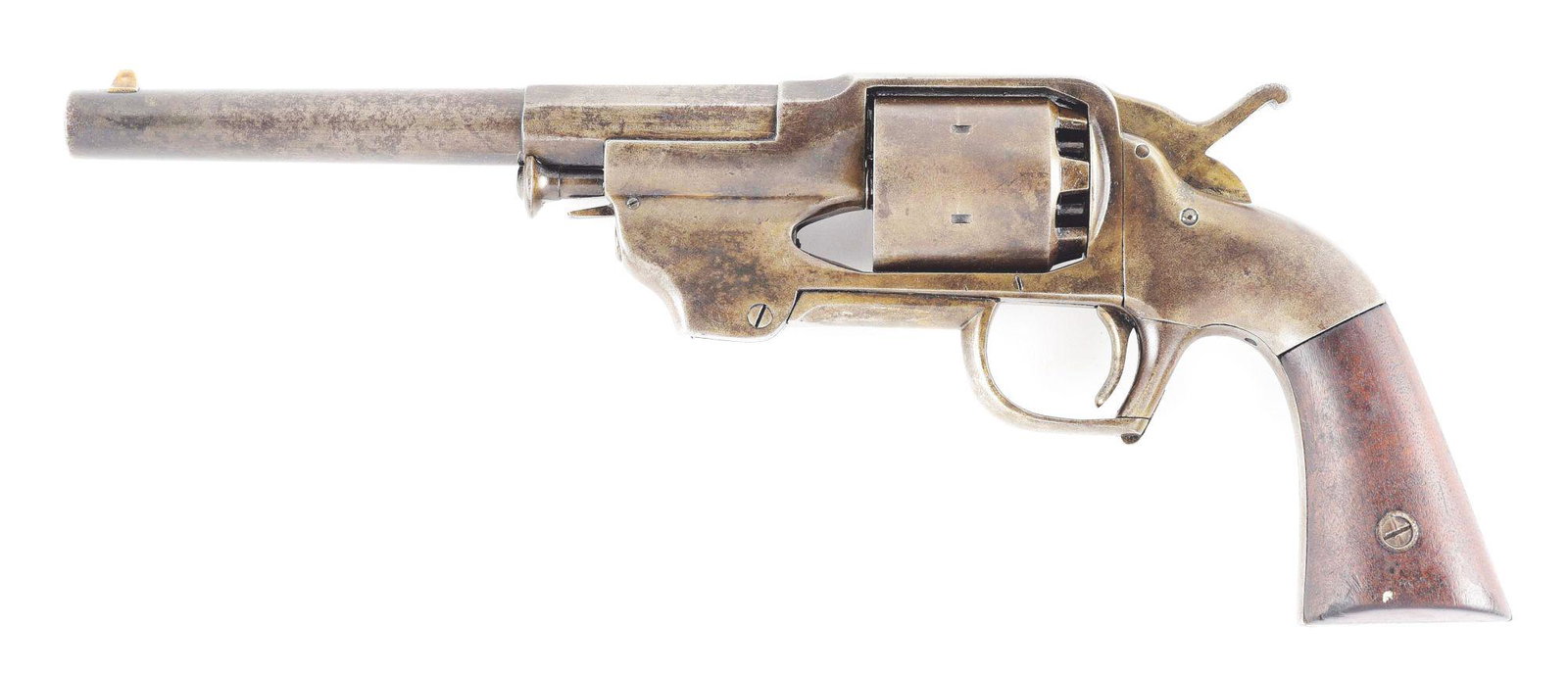 (A) SCARCE CIVIL WAR ALLEN & WHEELOCK CENTER HAMMER: Standard Army model configuration with center hammer. Markings on left side of part round part octagon barrel. While there were no known government contracts for these guns, they are largely considere