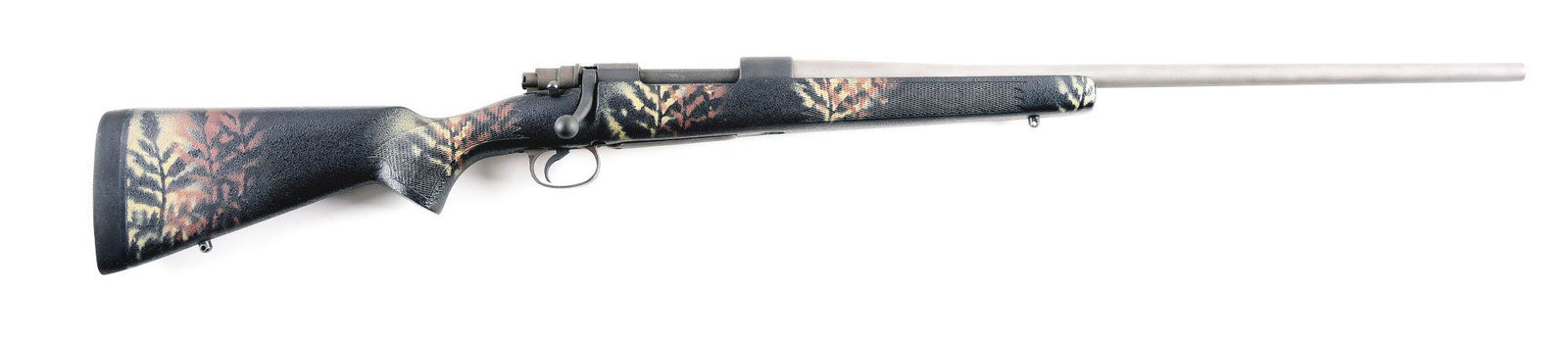 (M) CUSTOM MAUSER SPORTER BOLT ACTION RIFLE.: Custom Mauser Sporter bolt action rifle. No makers marks or names on the receiver or barrel, possibly made at FN. There is a British, "crown/BNP" proof on the top of the chamber. Round, stainless stee