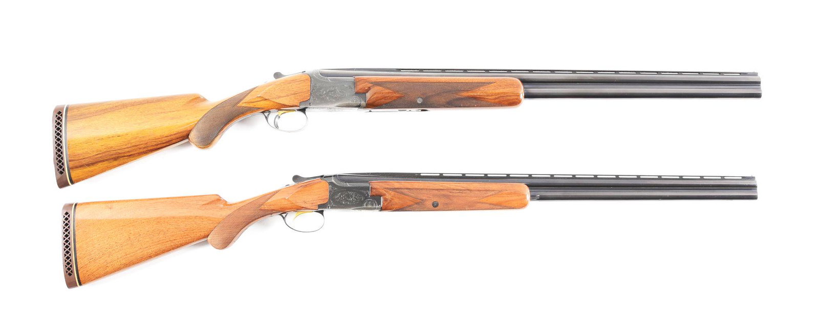 (C) LOT OF 2: BROWNING SUPERPOSED AND LIGHTNING: Lot consist of: (A) Browning Superposed over-under shotgun. Made 1965 in Belgium. Marked "MADE FOR ABERCROMBIE & FITCH" on the barrel. Round, smooth bore steel barrels with a full rib and bead sights.