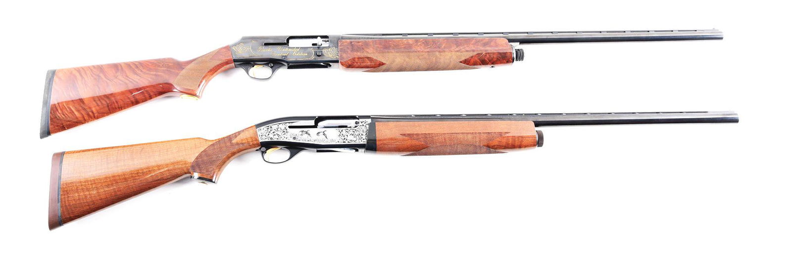 (M) LOT OF 2: BROWNING B-80 AND SKB DUCKS UNLIMITED: Lot consist of: (A) Browning B-80 Ducks Unlimited Central Edition semi automatic shotgun. Made 1983 in Portugal for FN, with the barrel looking to be made by Beretta in Italy. Right side of the frame