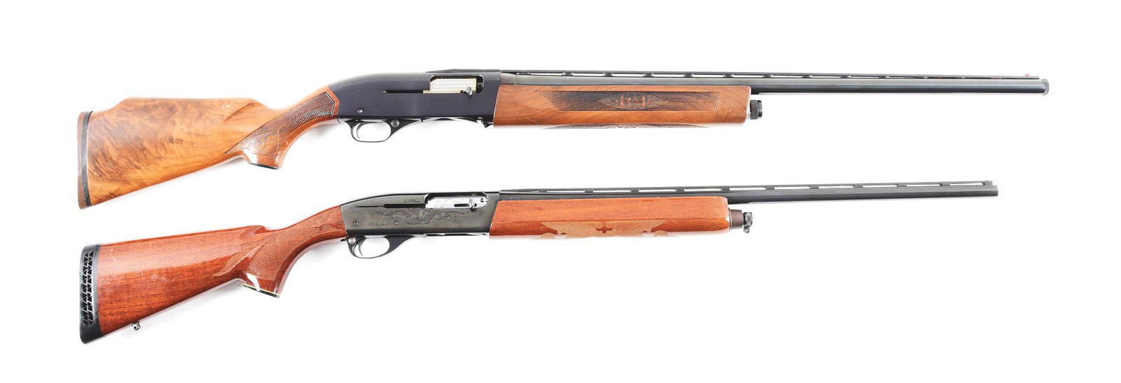 (M) LOT OF 2: WINCHESTER MODEL 1400 MK II & REMINGTON: Lot consists of: (A) Winchester Model 1400 MK II semi-automatic shotgun. Made 1970's-80's. Round, steel, smoothbore barrel with a full vent rib and bead front sight. Blued finish on the barrel and fra