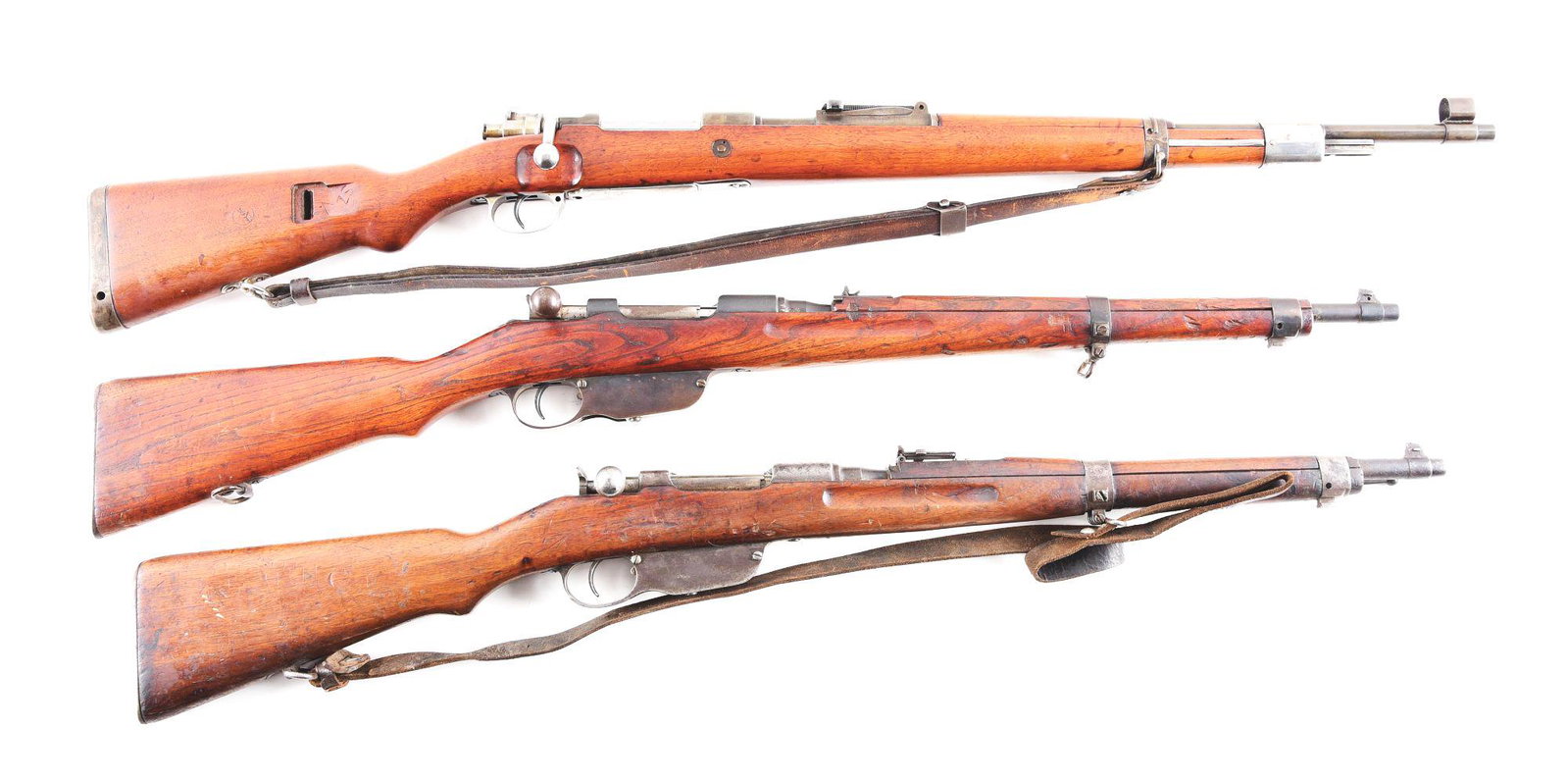 (C) LOT OF 3: BRNO VZ.24 BOLT ACTION AND STEYR M95: Lot consist of: (A) Czech Brno VZ.24 bolt action rifle. Looks to be a Romanian contract rifle. Scrubbed crest. Interesting "R" inside a circle on the right side of the stock. No visible import mark. R