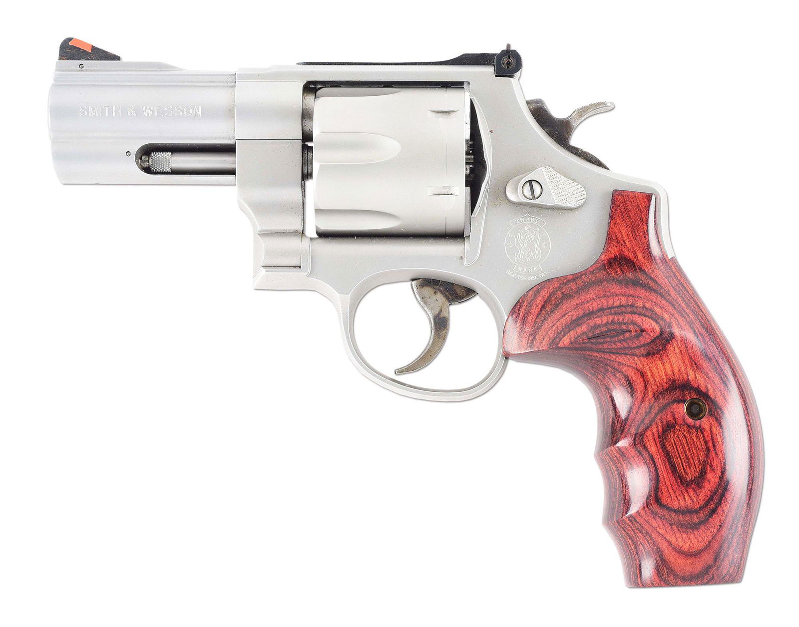 (M) SMITH & WESSON 625-7 REVOLVER.: Smith & Wesson Model 625-7 6-shot double action revolver made from 1989 to 1991. Stainless finished round ribbed barrel blackened finish serrated ramp front sight and blackened rear notch sight. Stain