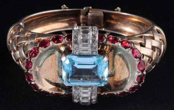 Signed Mazer Hinged Bracelet.: Description Gold vermeil over sterling from the 1940s Jewels of Elegance Collection. Condition (Very Good). Size 2 - 3/4".