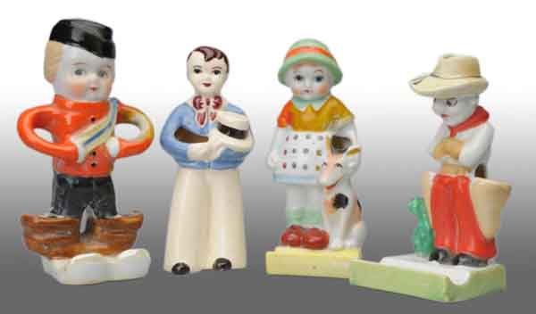 Lot of 4: Children Toothbrush Holders.: Description Two are made in Japan. Includes a girl with her dog, cowboy, boy in top hat and a Scottish girl. All are in great condition with wonderful colors. Condition (Excellent). Size Largest: 6" T