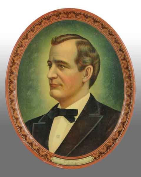Tin Litho William Jennings Bryan Serving Tray.: Description Circa 1900. General overall uniform crazing with a few tiny nicks, marks, and light edge and rim wear. Condition (8.5, Excellent). Size 13" x 16".