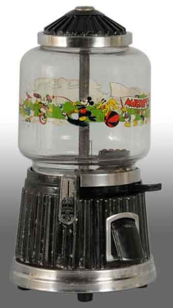 Porcelain Mickey Mouse & His Pals Machine.: Description Manufactured by Hamilton Enterprises. 1938. Decal is original with some minor loss. Overall the porcelain is dirty, needs cleaning, and has wear. Key is not included. Condition (Good - Ver