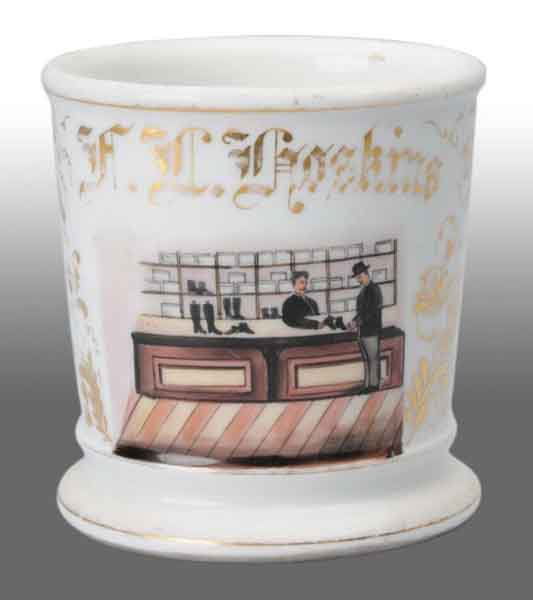 Shoe Salesman's Occupational Shaving Mug.: Description Marked "KPM" under base. Condition (Excellent Plus). Size 4" T.