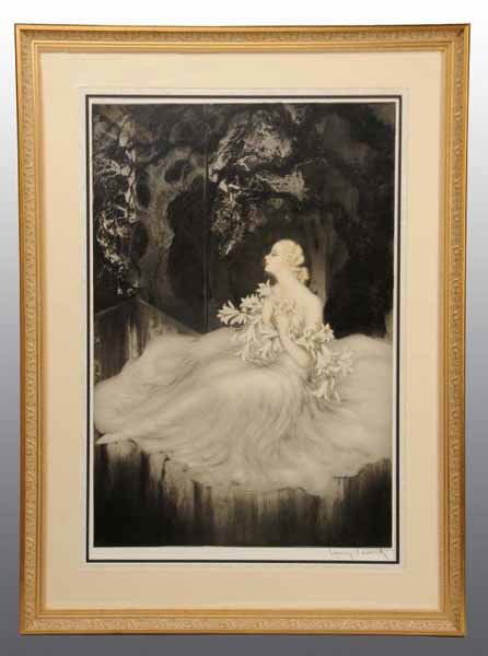Lilies, Louis Icart Etching.: Copyright 1934. Has windmill blind stamp and pencil signature. Condition (Excellent). Size 19” x 28”.