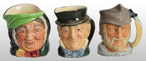 Lot of 3: Royal Doulton Toby Mugs.: Description Includes one gladiator, one Macaber marked "A", and one Sairry Gamp. Condition (Near Mint). Size All: 2 - 1/2" T.