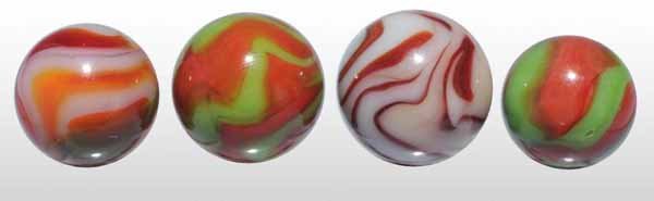 Lot of 4: Machine Made Marbles.: Description Includes Christensen and Peltier. Condition (9.7). Size Largest: 3/4" Dia.