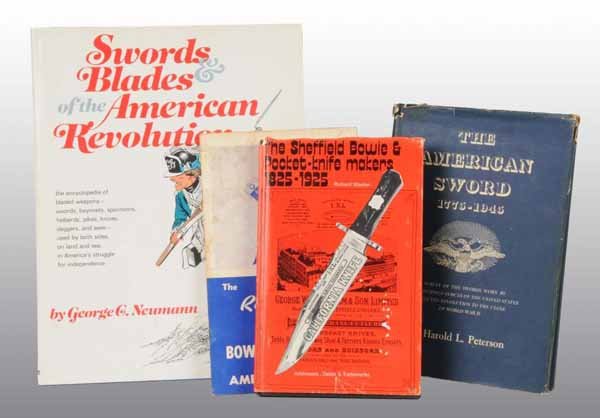 Lot of 5: Sword Books & Pamphlets.: Description Includes The American Sword 1775 - 1945 by Peterson, copyright 1954. Condition (Fair - Excellent). Other books: The Sheffield Markers 1825-1925 by Washer, copyright 1974. Swords & Blades o