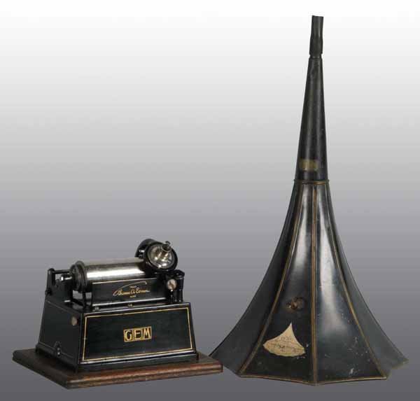Edison Gem Cylinder Model B C-Reproducer Music Bo: Description Includes black Gem horn. No crane. Working. Condition (Good).