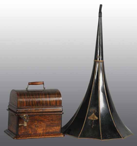 Edison Standard Model B Converted Phonograph.: Description Converted to two and four minute H-reproducer with repaint, paneled horn, and no crane. Working. Condition (Excellent).
