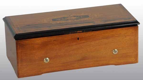 Music Box Cylinder Le Coultre with Inlaid Case.: Description 10 -1/4" Cylinder. 3 - 1/4" Fat Cylinder. Fine teeth. Working. Condition (Excellent).