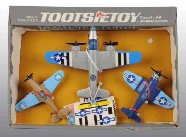 Lot of 3: Tootsie Toy Airplane & Rocket Sets.: Description Circa 1950s to 1970s. Includes one number 1835 Flying Patrol set, one number 4320 Rocket Launcher set, and one number 4310 Pan American Airways set. All are in their original boxes with so