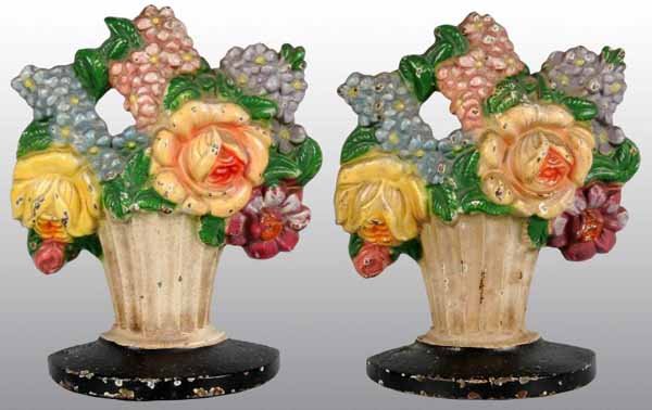 Lot of 2: Cast Iron Hubley Mixed Flowers Doorstop: Description Cat. #479. Condition (Very Good). Size Both: 6 T".